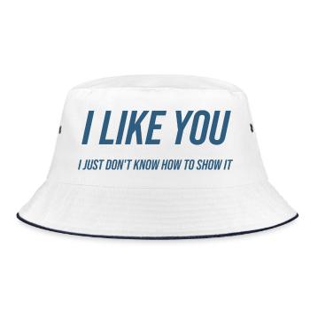 046 Ich mag dich - Bucket Hat - Weiß/Navy - Vorne