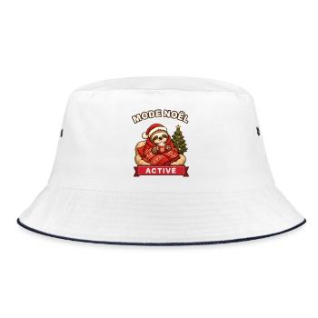 Weihnachtsmodus aktiviert – Faultier, der Weihnachten einhüllt - Bucket Hat - Weiß/Navy - Vorne