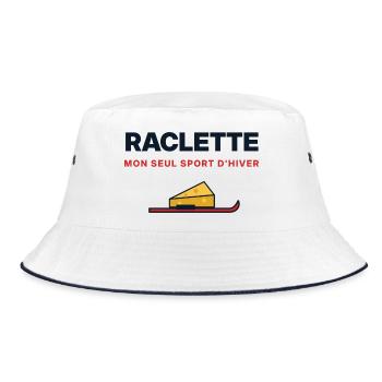 Raclette, meine einzige Wintersportart – Humor - Bucket Hat - Weiß/Navy - Vorne