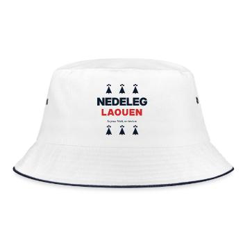 Nedeleg Laouen – Frohe Weihnachten auf Bretonisch - Bucket Hat - Weiß/Navy - Vorne
