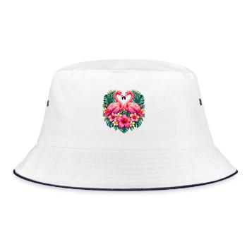 Niedlicher Flamingo Süße Flamingos - Bucket Hat - Weiß/Navy - Vorne