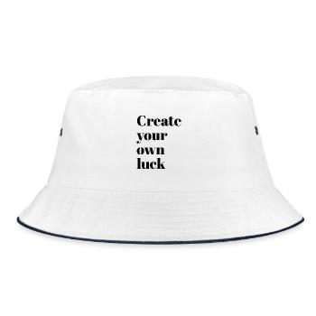 Erschaffe dein eigenes Glück - Bucket Hat - Weiß/Navy - Vorne