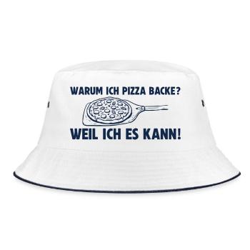 Pizza backen weil ich es kann Pizzabäcker - Bucket Hat - Weiß/Navy - Vorne