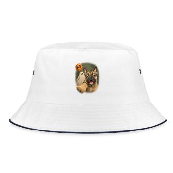  Halloween Hund Französische Bulldogge Boo Geist - Bucket Hat - Weiß/Navy - Vorne
