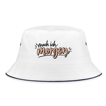 Mach ich morgen - Bucket Hat - Weiß/Navy - Vorne