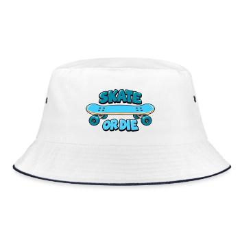 Skate or die retro Design - Bucket Hat - Weiß/Navy - Vorne