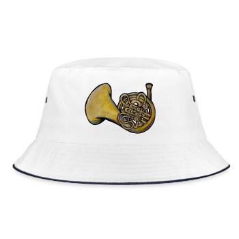Aquarell-Messinghorn - Bucket Hat - Weiß/Navy - Vorne