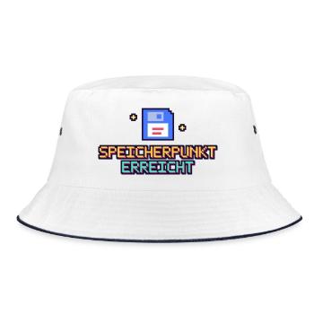 Floppy Pixel Speicherpunk - Bucket Hat - Weiß/Navy - Vorne