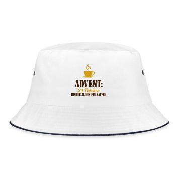 Advent Kaffee 24 Türchen Adventskalender Spruch - Bucket Hat - Weiß/Navy - Vorne