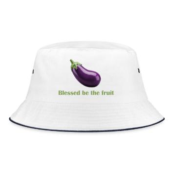 Gesegnet sei die Frucht – Spaß-Shirt! - Bucket Hat - Weiß/Navy - Vorne