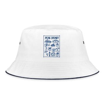 Sydney, Australien Ikonische Wahrzeichen - Bucket Hat - Weiß/Navy - Vorne