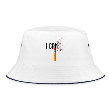 I Can Motivation Bleistift Erfolg Mindset - Bucket Hat - Weiß/Navy - Vorne