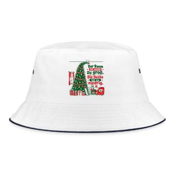 Lustiger Weihnachtsbaum zu groß Papa Spruch - Bucket Hat - Weiß/Navy - Vorne
