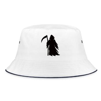 Sensenmann Tod Silhouette - Bucket Hat - Weiß/Navy - Vorne