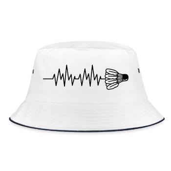 Badminton Herzschlag - Bucket Hat - Weiß/Navy - Vorne