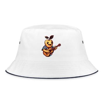 Fröhliche Frucht im Hawaiihemd mit Ukulele - Bucket Hat - Weiß/Navy - Vorne