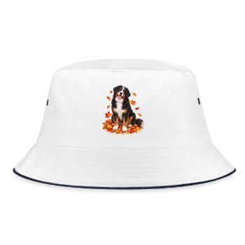 Berner Sennenhund Herbstliebe - Bucket Hat - Weiß/Navy - Vorne