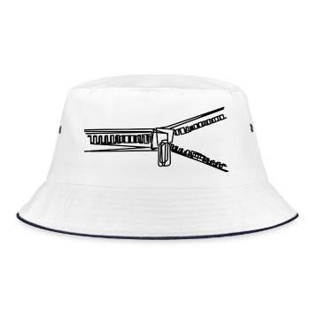 Reißverschluss handgezeichnet - Bucket Hat - Weiß/Navy - Vorne