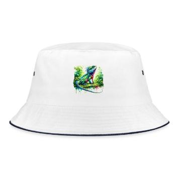 Chinesische Wasseragame Geschenk - Bucket Hat - Weiß/Navy - Vorne