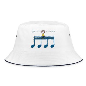 Headphones Blue Notes – T-Shirt für Musikliebhaber - Bucket Hat - Weiß/Navy - Vorne