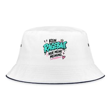 Kein Ragebait – Meine Meinung - Bucket Hat - Weiß/Navy - Vorne