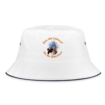 Krallo Kreisch™: Sinn des Lebens? Der Blöd-Sinn! - Bucket Hat - Weiß/Navy - Vorne
