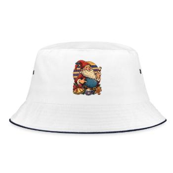 Christmas Schwangerer Wichtel Retro Mama - Bucket Hat - Weiß/Navy - Vorne