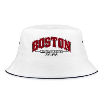 Boston - Massachusetts - Amerika - USA - Bucket Hat - Weiß/Navy - Vorne