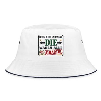 Lieber Weihnachtsmann – Unartig Weihnachten - Bucket Hat - Weiß/Navy - Vorne