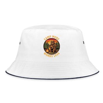 Bear Camper Gitarre bei Sonnenuntergang - Bucket Hat - Weiß/Navy - Vorne