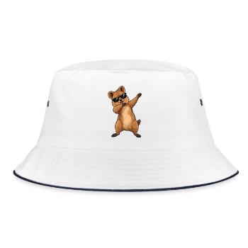 Dabbing-Quokka - Bucket Hat - Weiß/Navy - Vorne