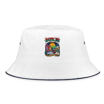 Festive Dublin Ireland Christmas Holiday Scene - Bucket Hat - Weiß/Navy - Vorne