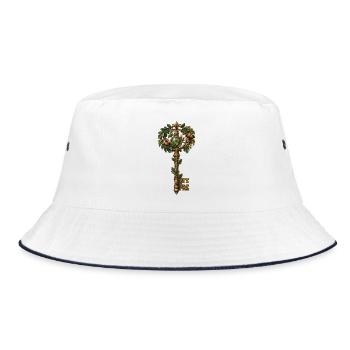 Magischer Waldschlüssel mit grüner Glaskugel - Bucket Hat - Weiß/Navy - Vorne