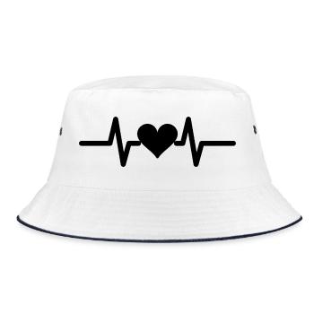 Herzschlag-Linie mit Herz - EKG - Bucket Hat - Weiß/Navy - Vorne
