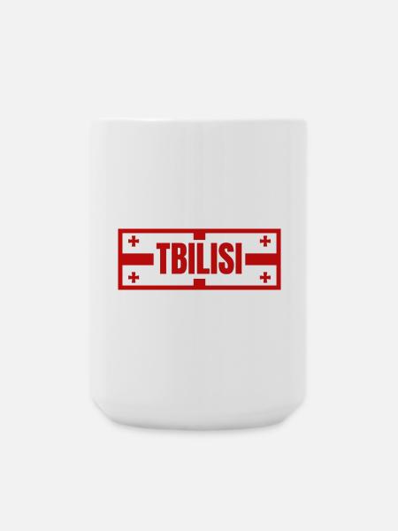 Tbilisi City with Georgian Flag Design - Large Mug 440 ml - white
