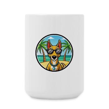 Russischer Harlekin Hund Rasse Cartoon Strand - Große Tasse 440 ml - Weiß - Vorne