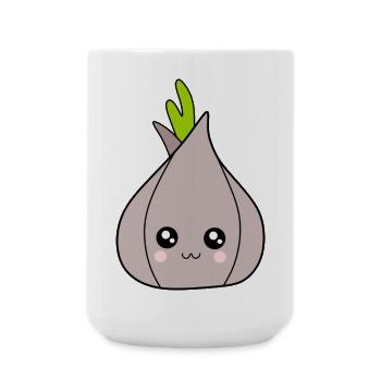 Kawaii Zwiebel Knoblauch Kawaii Gemüse Kawaii Obst - Große Tasse 440 ml - Weiß - Vorne
