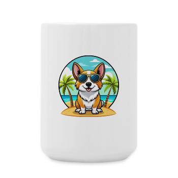 Strickjacke Welsh Corgi Hund Rasse Cartoon Sonnenbrille - Große Tasse 440 ml - Weiß - Vorne