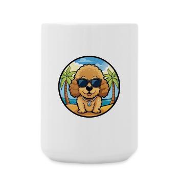 Caniche Jouet Chien Race Dessin Animé Lunettes De Soleil Plage - Grande tasse 440 ml - blanc - Devant