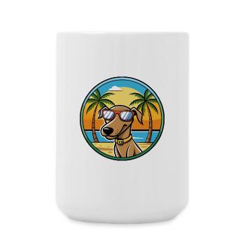 Plott Hound Chien Race Dessin Animé Lunettes De Soleil Plage - Grande tasse 440 ml - blanc - Devant