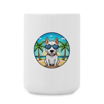 Bullterrier Miniatur Hund Rasse Cartoon Strand - Große Tasse 440 ml - Weiß - Vorne