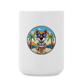 Französische Tricolor Hound Rasse Cartoon Sonnenbrille - Große Tasse 440 ml - Weiß - Vorne