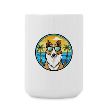 Smooth Collie Chien Race Dessin Animé Lunettes de Soleil Plage - Grande tasse 440 ml - blanc - Devant