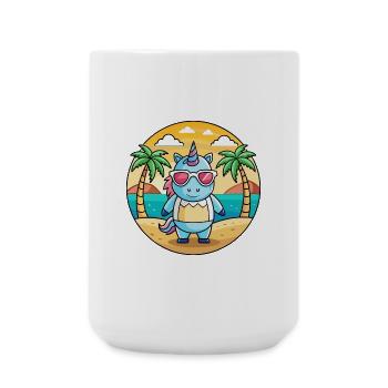 Licorne Funny Cartoon Summer Beach Lunettes de soleil - Grande tasse 440 ml - blanc - Devant