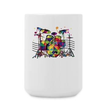 Geometrisch Neon-Drumset - Große Tasse 440 ml - Weiß - Vorne