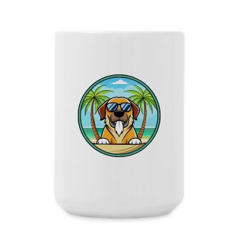 Spanische Dogge Hund Rasse Cartoon Sonnenbrille Strand - Große Tasse 440 ml - Weiß - Vorne