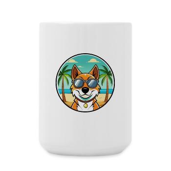 Russischer Harlekin Hund Rasse Cartoon Strand - Große Tasse 440 ml - Weiß - Vorne