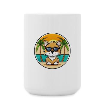 Spielzeug Deutscher Spitz Hund Rasse Cartoon Sonnenbrille Strand - Große Tasse 440 ml - Weiß - Vorne