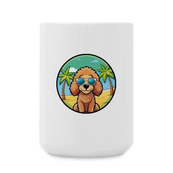 Caniche Jouet Chien Race Dessin Animé Lunettes De Soleil Plage - Grande tasse 440 ml - blanc - Devant