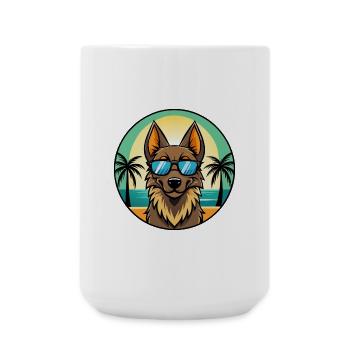 Belgischer Schäferhund Rasse Cartoon Sonnenbrille Strand - Große Tasse 440 ml - Weiß - Vorne